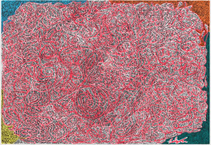 Drawing titled "Music Land" by Antonio Serrao, Original Artwork, Gel pen