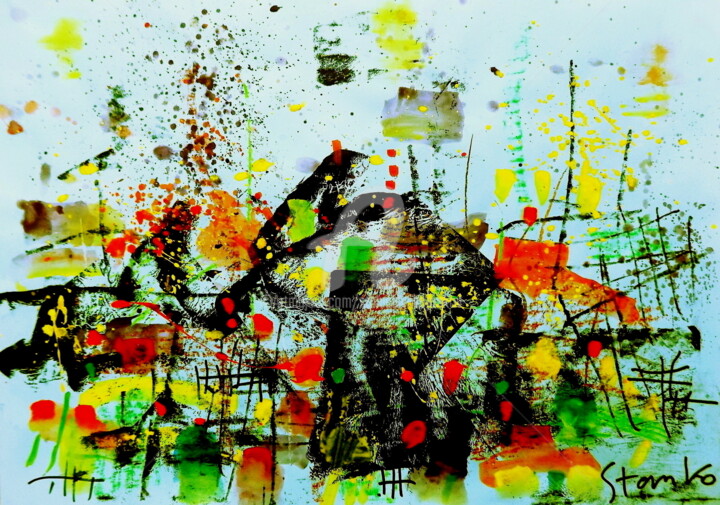Peinture intitulée "Landscaping on Jazz…" par Stanislav Bojankov, Œuvre d'art originale, Acrylique