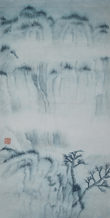 Pittura intitolato "Waterfall of the Cy…" da Zhi Ze Lu, Opera d'arte originale, pigmenti