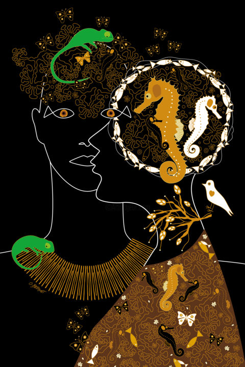Digital Arts titled "SYMBIOSE" by Caroline Berthet, Original Artwork, Digital Painting
