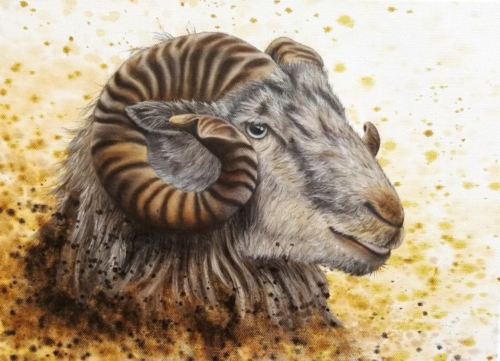 Bélier huile sur toile Edition 2021 绘画, 11.8x15.8 in
