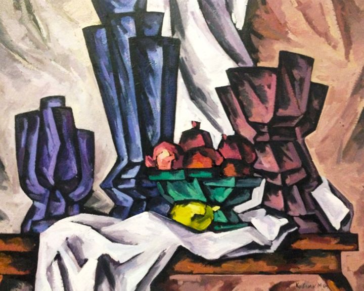 Schilderij getiteld "Painting "Still lif…" door Mikhail Kublik, Origineel Kunstwerk, Olie Gemonteerd op Frame voor houten br…