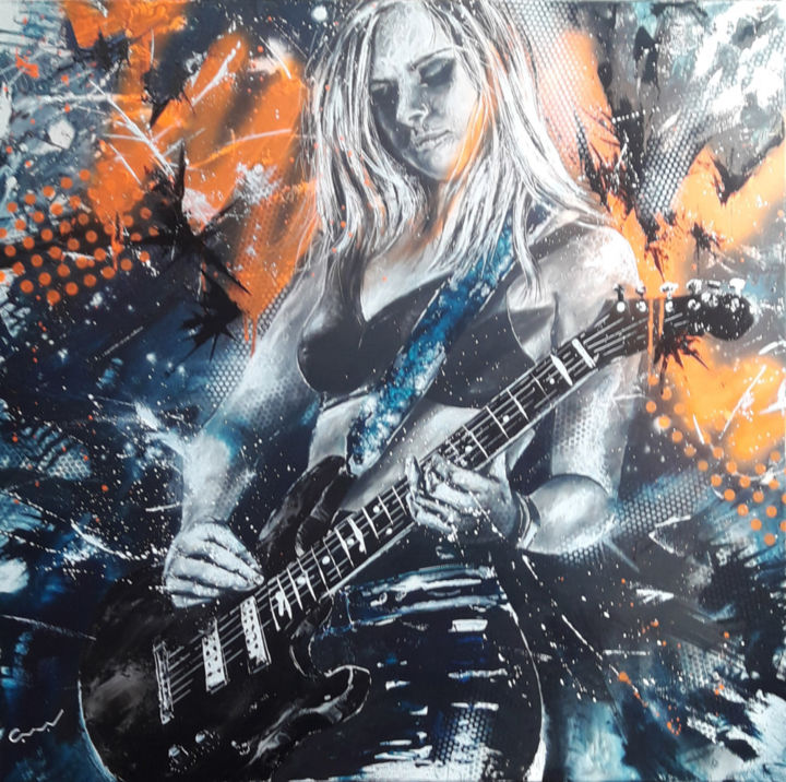 Rockeuse en solo 绘画, 31.5x31.5 in