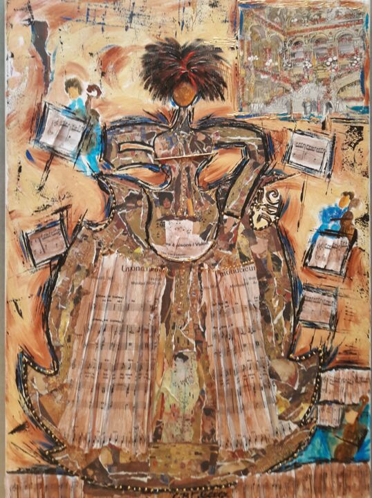 DIVA AU VIOLON 绘画, 27.6x19.7 in