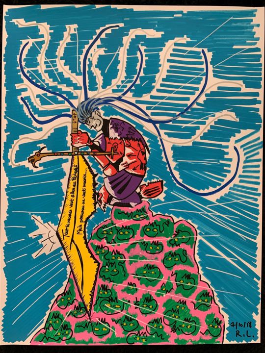 Peinture intitulée "Ferveur" par Renaud Lambert, Œuvre d'art originale, Marqueur
