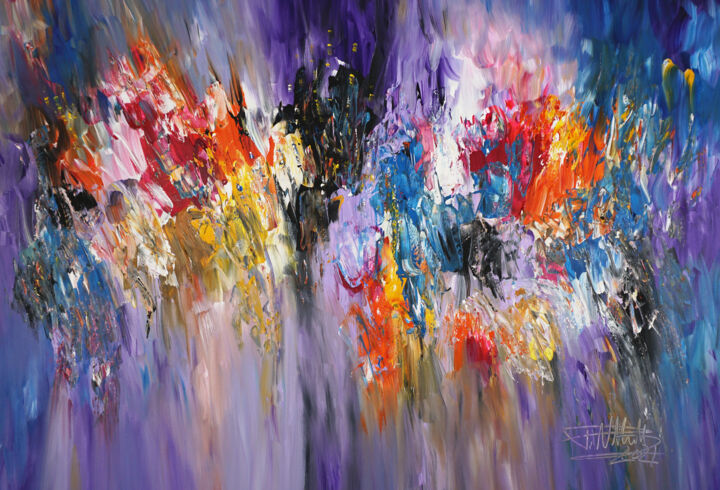 绘画 标题为“Purple Abstraction…” 由Peter Nottrott, 原创艺术品, 丙烯