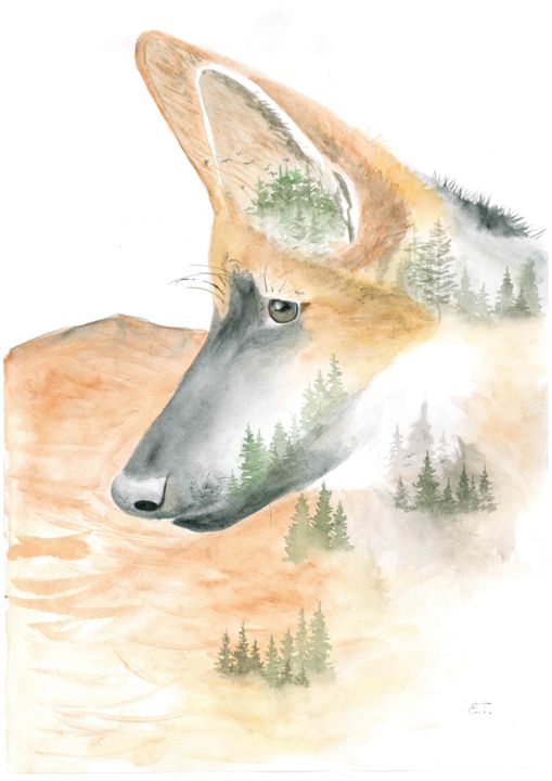 "Maned wolf" 绘画, 16.3x11.4 in
