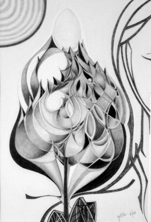 Jeune fille à la fleur pondeuse 图画, 19.5x15.6 in