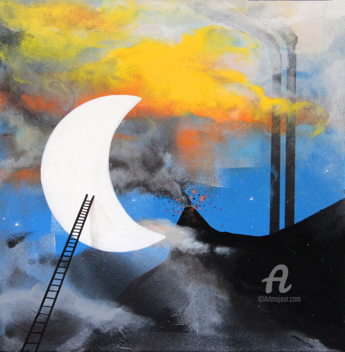 Moon light 绘画, 15.8x15.8 in