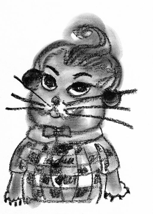 Maman est arrivée, cute cat, mother, kitten, cute, soft, mia 图画, 11.6x8.3 in