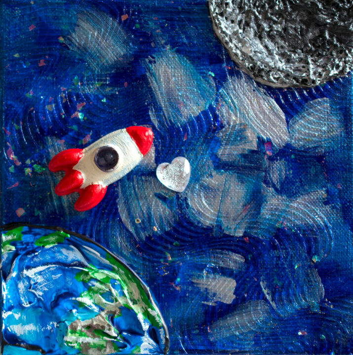 Love to the moon and back 绘画, 6x6 in