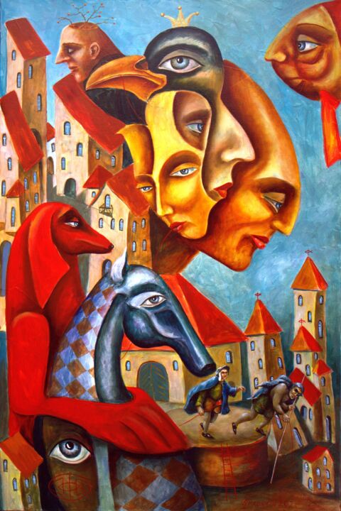 СТАРИННЫЕ ЗНАКОМЫЕ 绘画, 36x24 in