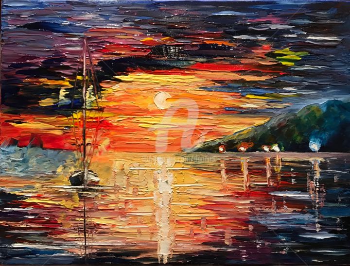 Painting titled "Морской пейзаж" by Dganna, Original Artwork, Oil