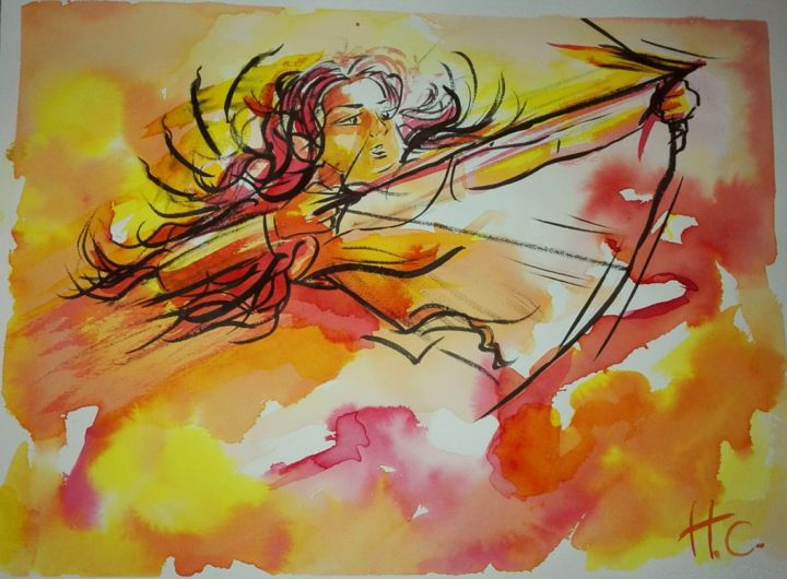 Peinture intitulée "Swift" par Super Sissi Acrylistic, Œuvre d'art originale, Encre