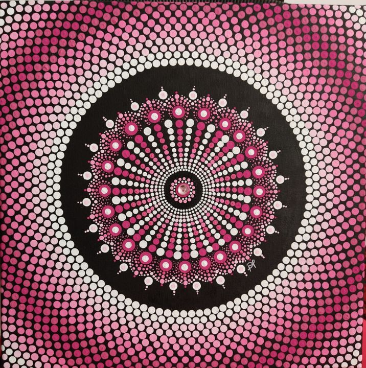 Pink Dotted Mandala 绘画, 11.8x11.8 in