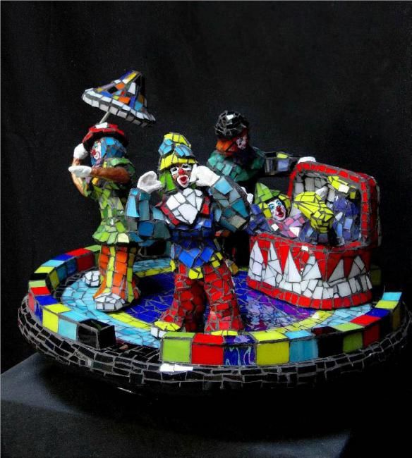 Sculpture titled "Clowning Around" by Jill Nassau, Original Artwork, Glass