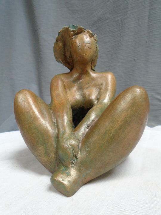 Mistinguett terre cuite patinée 雕塑, 6.3x5.5 in