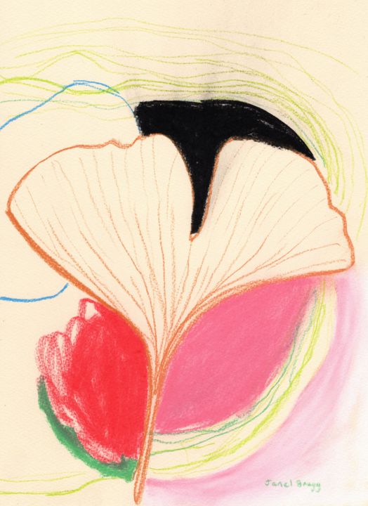 Ginkgo Leaves in Color II 绘画, 12x9 in