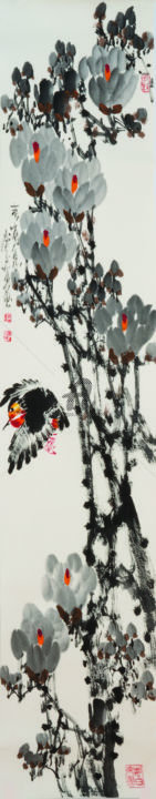 Painting titled "Spring message 春消息…" by Dayou Lu, Original Artwork, Pigments