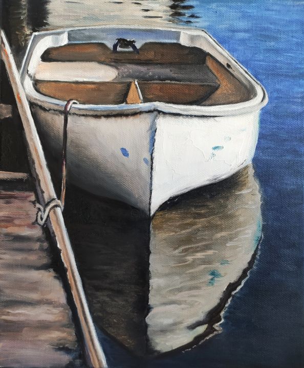 Old fishing boat 绘画, 11.8x9.8 in