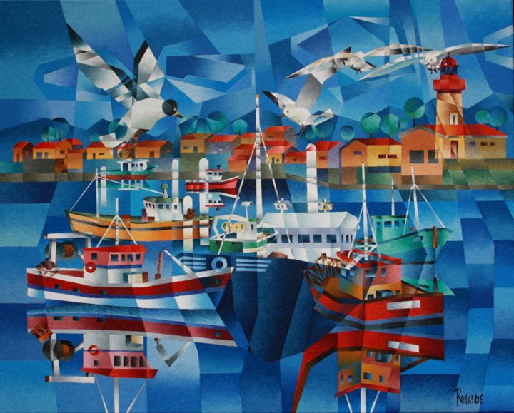 RETOUR DE PECHE MARENNES 绘画, 25.6x31.9 in
