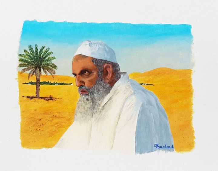 Le vieux Qatari 绘画, 13x16.1 in