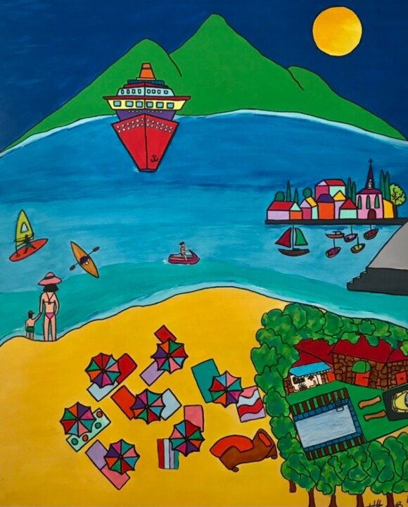 Peinture intitulée "Mar sarnèio" par Philippe Seigle, Œuvre d'art originale, Acrylique
