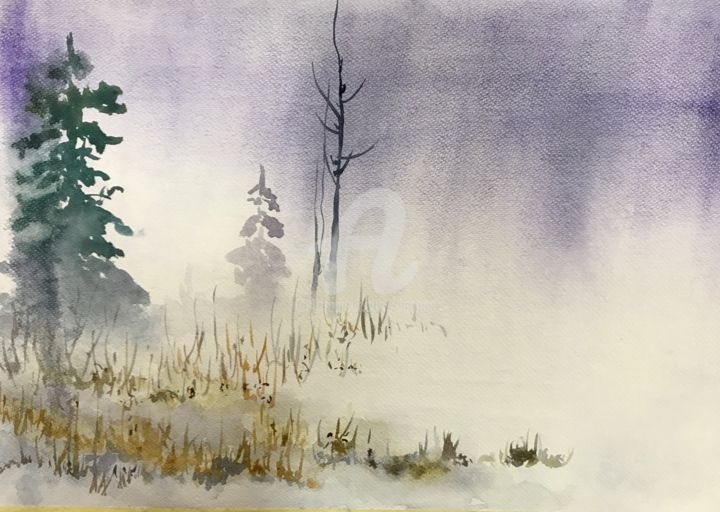 Painting titled "White Nights" by Dganna, Original Artwork, Watercolor