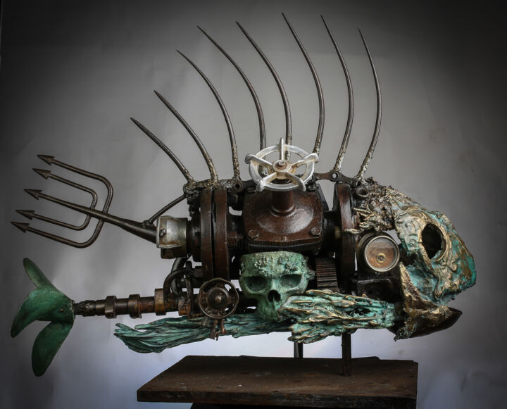Sculpture intitulée "dernier voyage dans…" par Gaby, Œuvre d'art originale, Bronze