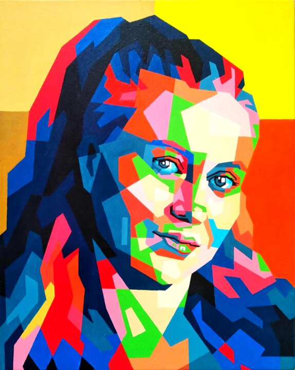 Malerei mit dem Titel "(Example) Portrait…" von Anatolii Rabkov, Original-Kunstwerk, Acryl Auf Keilrahmen aus Holz montiert