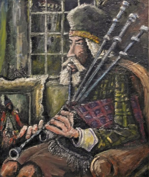 THE PIPER 绘画, 21.7x18.1 in