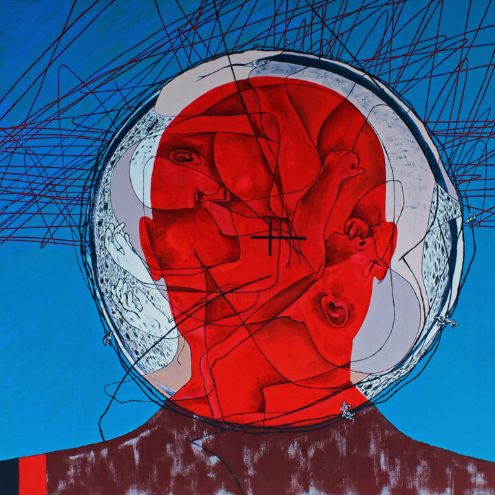 绘画 标题为“I am” 由Maria&Vadim Lipovsky, 原创艺术品, 丙烯 安装在木质担架架上