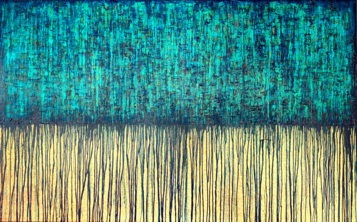 Painting titled "Blue No. 4" by Carla Sá Fernandes, Original Artwork, Oil Mounted on Wood Stretcher frame