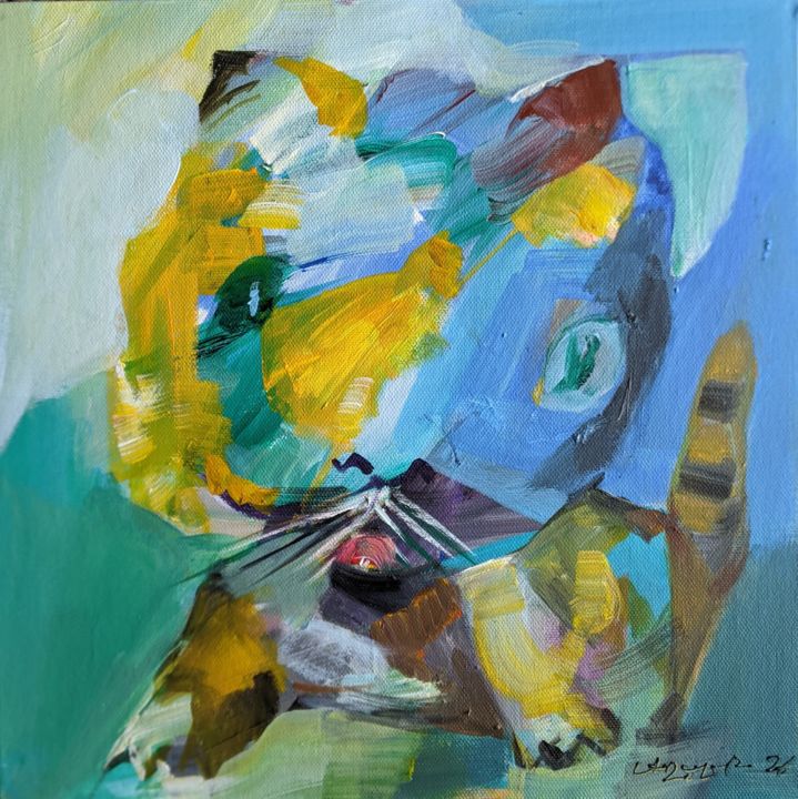 Lovely kitten 绘画, 12x12 in