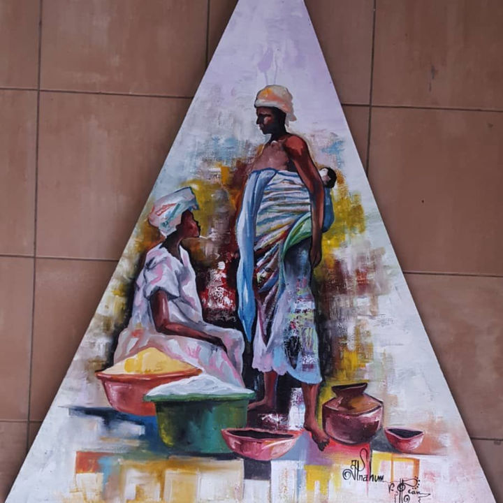 Painting titled "En Cuisine" by Leb, Original Artwork, Pastel