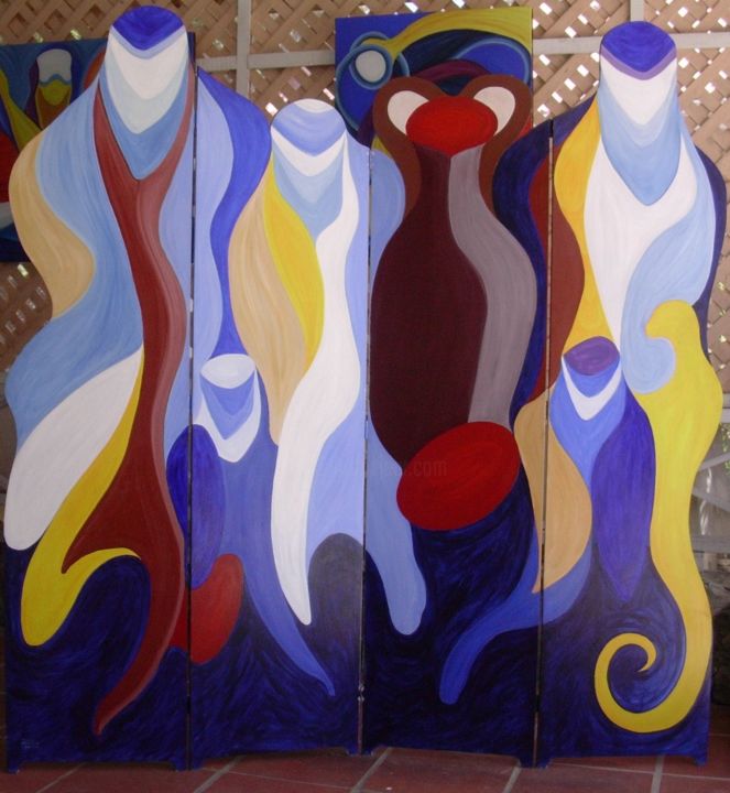 Painting titled "Paravent " OASIS "" by Kristyan Boutier, Original Artwork, Acrylic