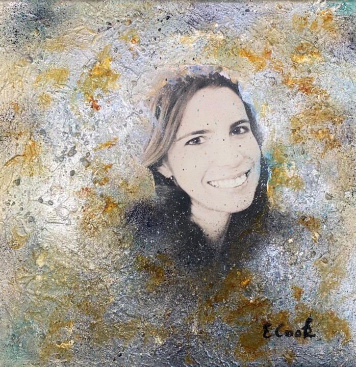 Collages titled "Taryn, portrait" by Elisa Cook Benbassat Bassat, Original Artwork, Acrylic