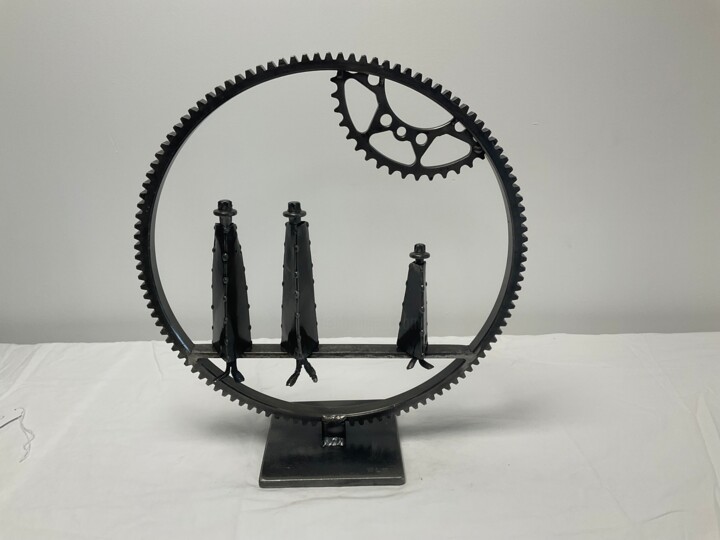 Sculpture titled "Bergers au clair de…" by Marie Le Metour, Original Artwork, Metals