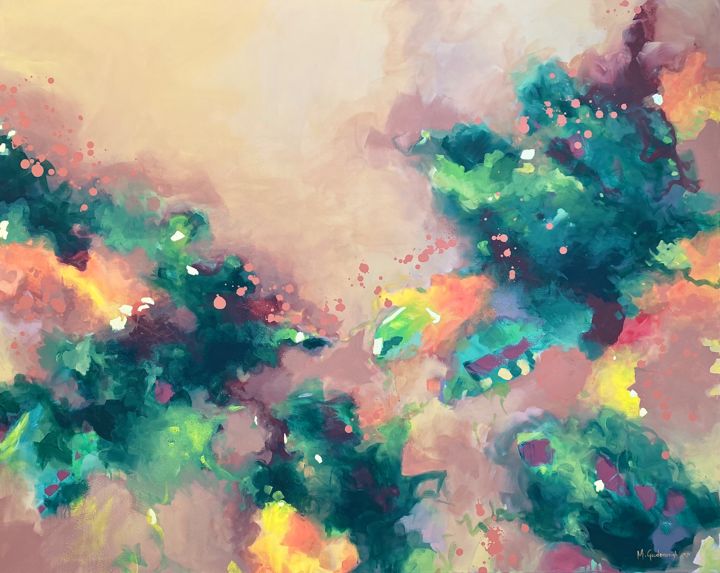 Painting titled "Efflorescence" by Melissa Goodenough, Original Artwork, Acrylic Mounted on Wood Stretcher frame