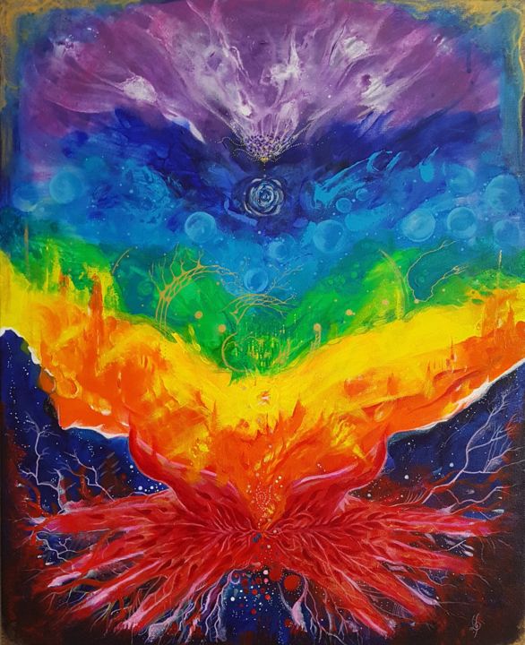Peinture intitulée "Portail de l’ange" par Artéâme, Œuvre d'art originale, Acrylique