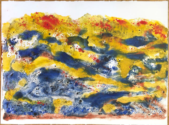 Unpronounceable landscape (n°9 série From up to top) 绘画, 22.1x29.9 in