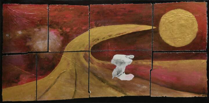 Un Atome pour la Paix 绘画, 19.7x39.4 in