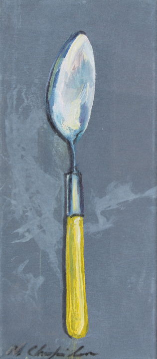 Painting titled "Large Yellow Handle…" by Nathalia Chipilova, Original Artwork, Acrylic Mounted on Wood Stretcher frame