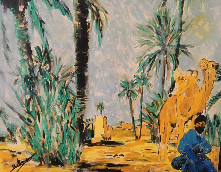 Une oasis dans le désert 绘画, 19.7x24 in