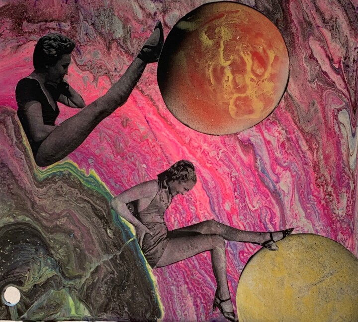 제목이 "GIRLS ON MARS"인 콜라주 Natali Shepeleva로, 원작, 아크릴