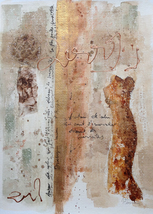 Painting titled "Technique mixte 13" by Jacqueline Pascaud, Original Artwork, Acrylic Mounted on Other rigid panel