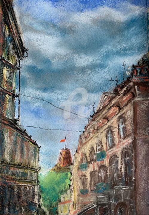 Painting titled "Vilnius" by Dganna, Original Artwork, Pastel