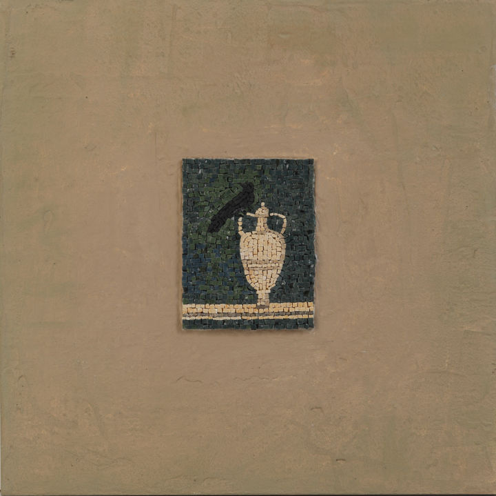 Mosaic panel "Bird on a vase" 雕塑, 13.8x13.8 in