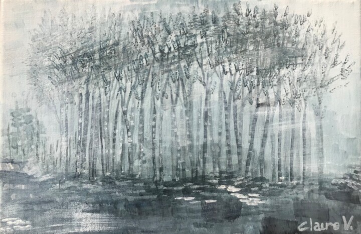 Forêt bleue 绘画, 7.9x11.8 in