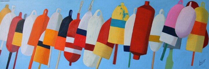 Peinture intitulée "Les bouées" par Catherine Costet (Lccat), Œuvre d'art originale, Huile